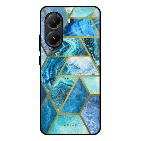 Turquoise Geometrical Marble Glossy Case for Poco X7 Pro 5G