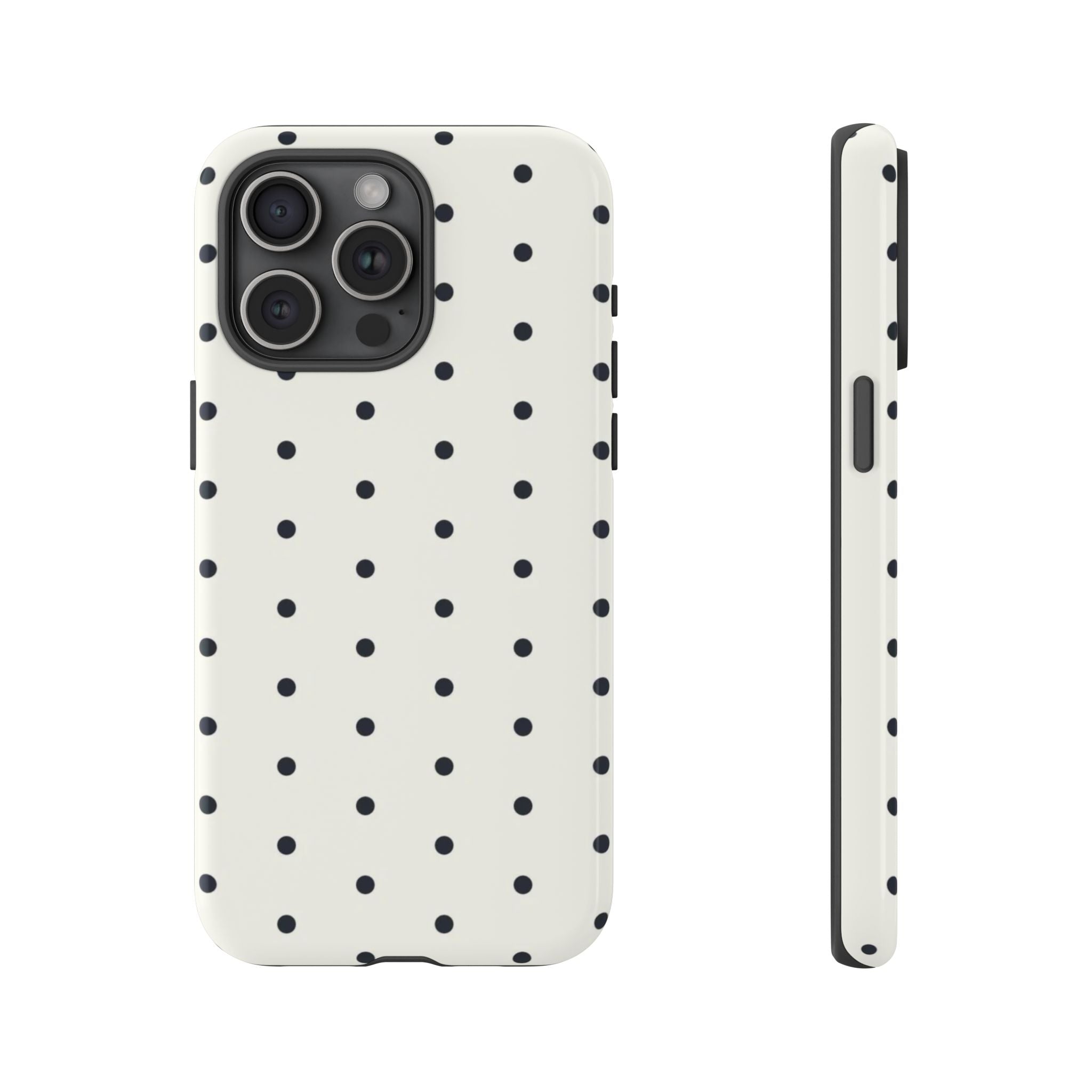 White Polka Dots Tough Case  Available For All iPhone Models