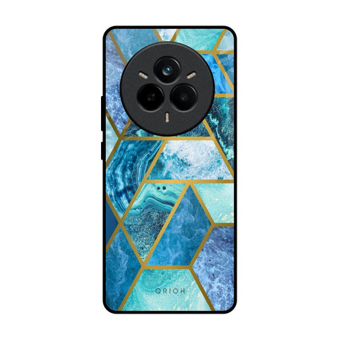 Turquoise Geometrical Marble Glossy Case for Realme 14 Pro 5G
