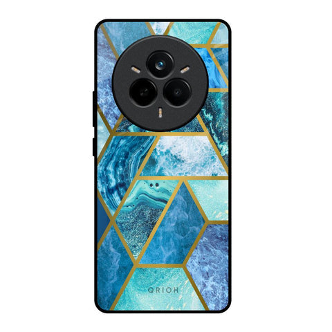 Turquoise Geometrical Marble Glossy Case for Realme 14 Pro Plus 5G