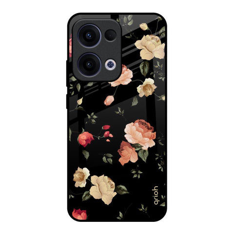 Black Spring Floral Glossy Case for Oppo Reno13 5G