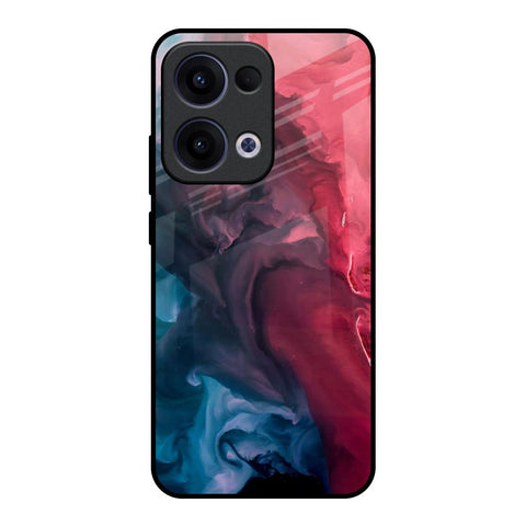 Blue & Red Smoke Glossy Case for Oppo Reno13 5G