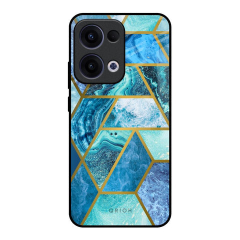 Turquoise Geometrical Marble Glossy Case for Oppo Reno13 5G