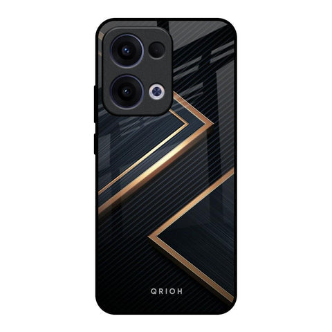 Sleek Golden & Navy Glossy Case for Oppo Reno13 5G