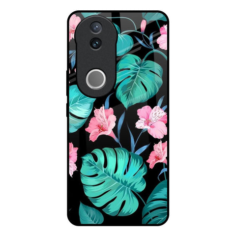 Tropical Leaves & Pink Flowers Glossy Case for Vivo V50 5G