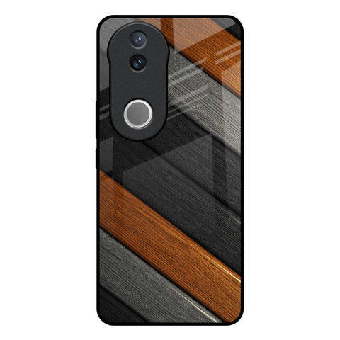 Tri Color Wood Glossy Case for Vivo V50 5G