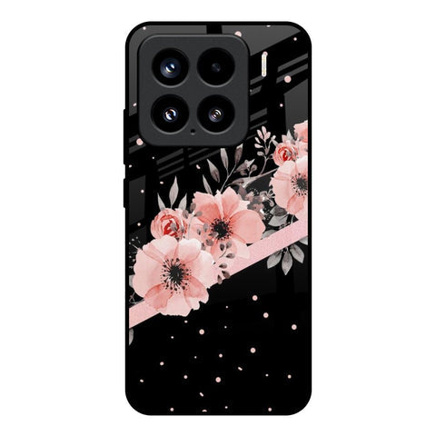Floral Black Band Glossy Case For Mi 15 5G