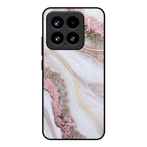 Pink & Gold Gllitter Marble Glossy Case for Mi 15 5G