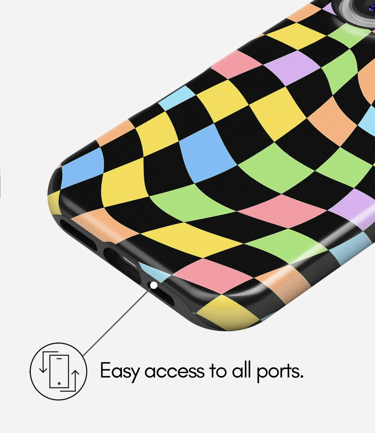 Candy Wave Check Premium Tough Shining Phone Case (Double Layer) Available For All iPhone Models