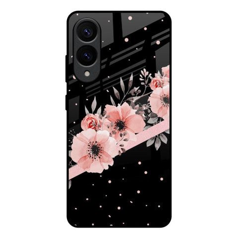 Floral Black Band Glossy Case For Samsung Galaxy S25 Edge 5G