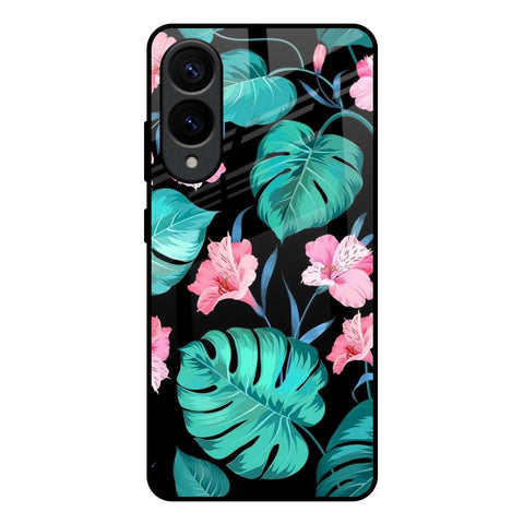 Tropical Leaves & Pink Flowers Glossy Case for Samsung Galaxy S25 Edge 5G