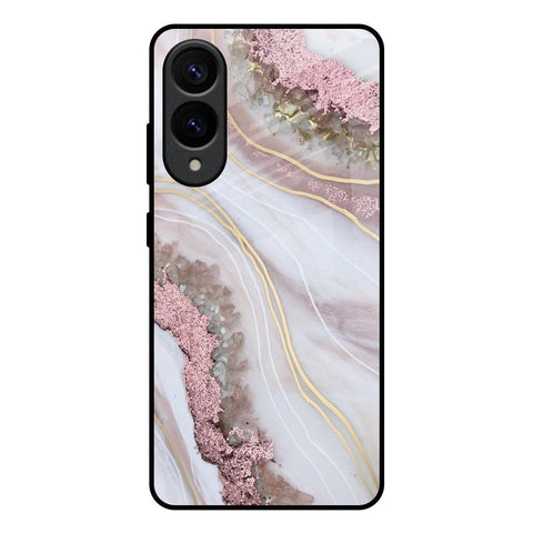 Pink & Gold Gllitter Marble Glossy Case for Samsung Galaxy S25 Edge 5G