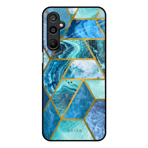 Turquoise Geometrical Marble Glossy Case for Samsung Galaxy M16 5G