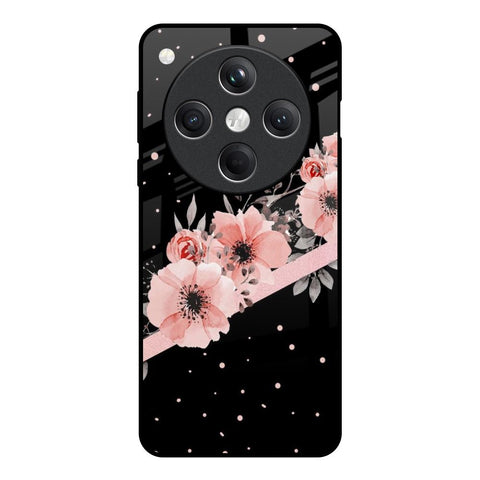 Floral Black Band Glossy Case For Oppo Find X8 5G