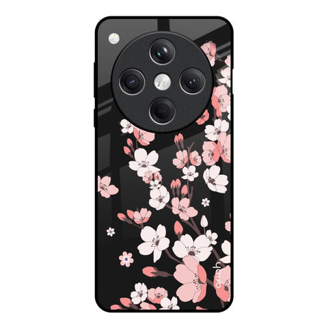 Black Cherry Blossom Glossy Case for Oppo Find X8 5G