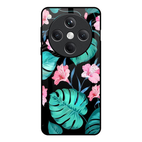 Tropical Leaves & Pink Flowers Glossy Case for Oppo Find X8 5G