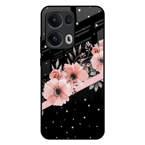 Floral Black Band Glossy Case For Oppo Reno13 Pro 5G