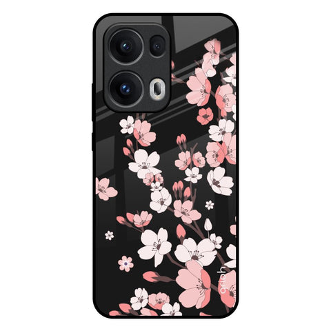 Black Cherry Blossom Glossy Case for Oppo Reno13 Pro 5G