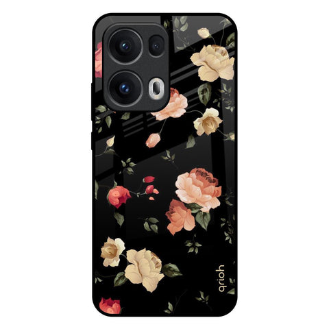 Black Spring Floral Glossy Case for Oppo Reno13 Pro 5G