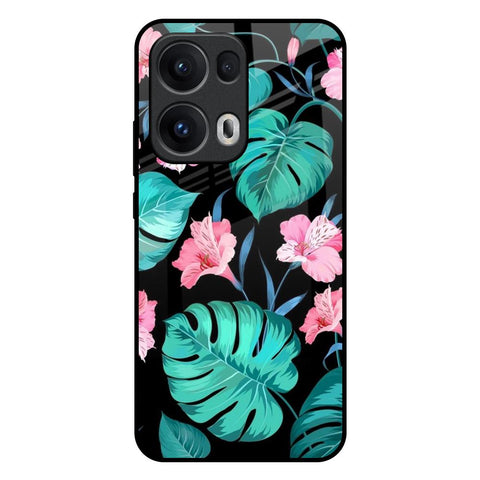 Tropical Leaves & Pink Flowers Glossy Case for Oppo Reno13 Pro 5G