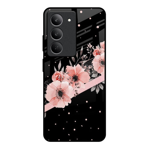 Floral Black Band Glossy Case For Realme 14x 5G