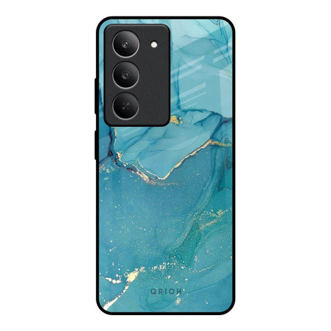 Blue Golden Glitter Glossy Case for Realme 14x 5G