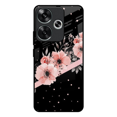 Floral Black Band Glossy Case For Poco F6 5G