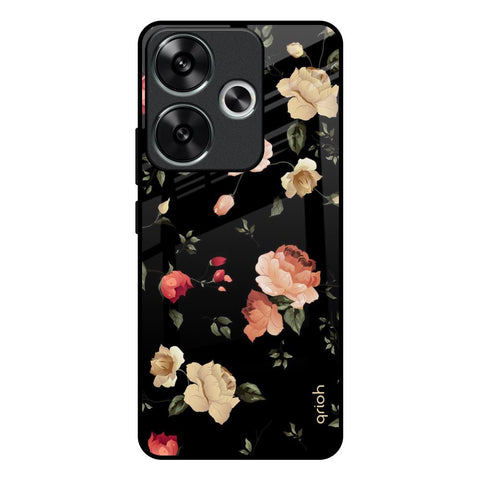 Black Spring Floral Glossy Case for Poco F6 5G