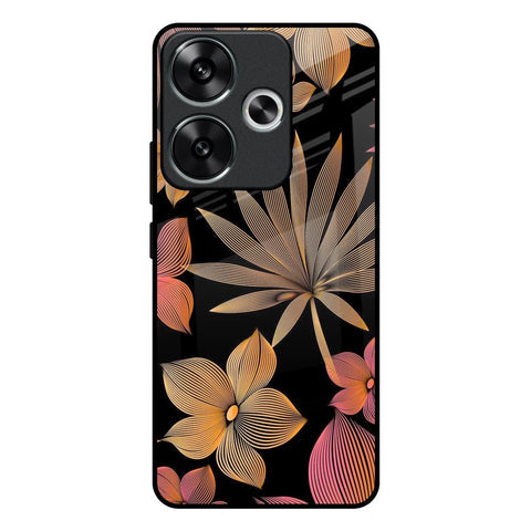 Lines Pattern Flowers Glossy Case for Poco F6 5G
