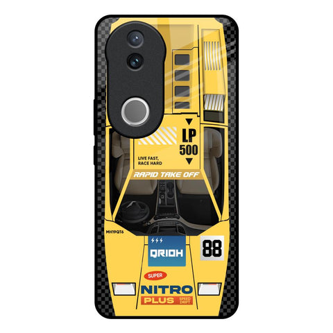 Yellow Racing Car Glossy Case for Vivo V50e 5G