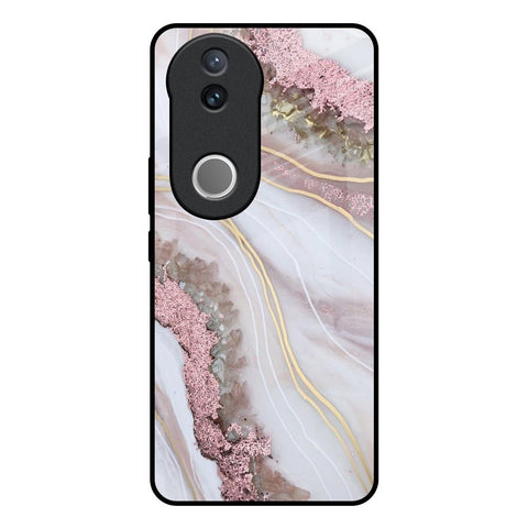 Pink & Gold Gllitter Marble Glossy Case for Vivo V50e 5G