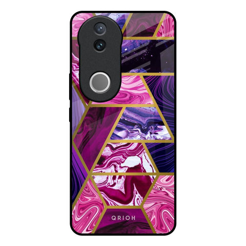 Electroplated Geometric Marble Glossy Case for Vivo V50e 5G