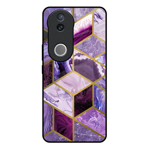 Purple Rhombus Marble Glossy Case for Vivo V50e 5G