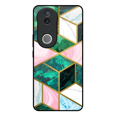 Seamless Green Marble Glossy Case for Vivo V50e 5G