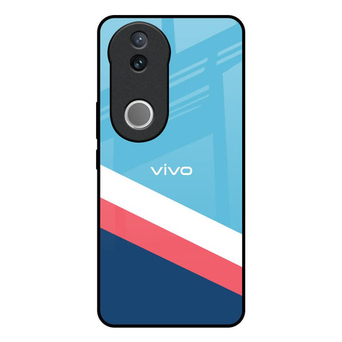 Pink & White Stripes Glossy Case For Vivo V50e 5G