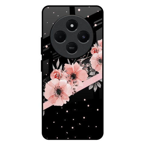 Floral Black Band Glossy Case For Redmi 14C 5G
