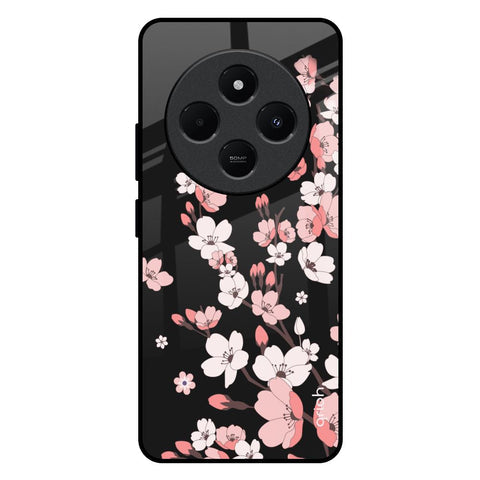 Black Cherry Blossom Glossy Case for Redmi 14C 5G