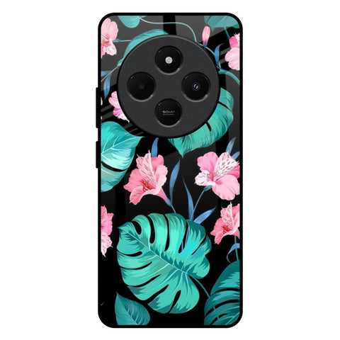 Tropical Leaves & Pink Flowers Glossy Case for Redmi 14C 5G