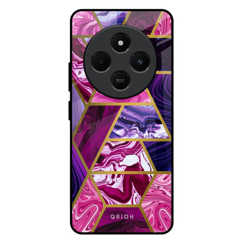 Electroplated Geometric Marble Glossy Case for Redmi 14C 5G