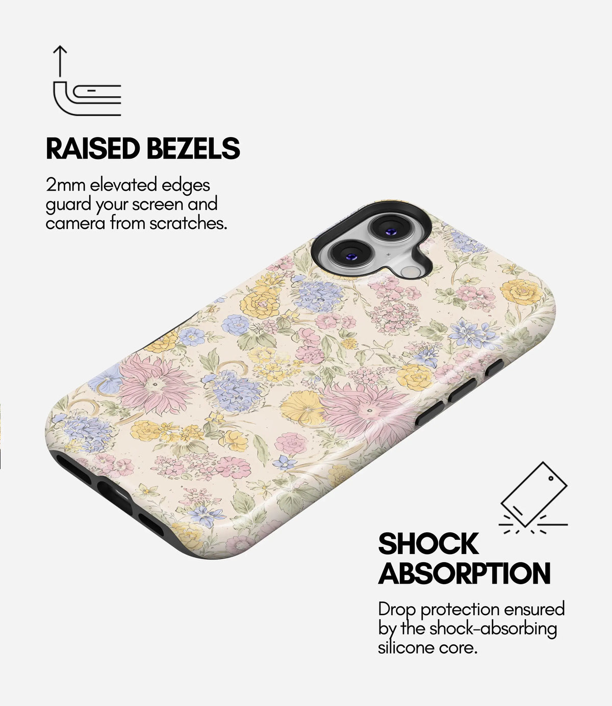 Pastel Wildflower Premium Tough Shining Phone Case (Double Layer) Available For All iPhone Models