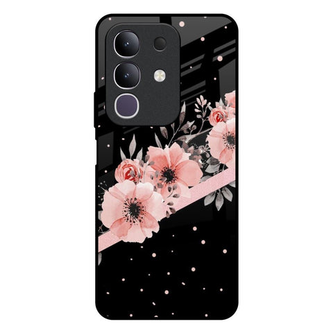 Floral Black Band Glossy Case For Vivo T4x 5G