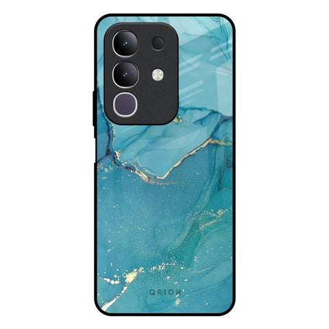 Blue Golden Glitter Glossy Case for Vivo T4x 5G