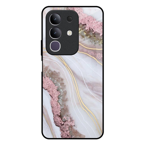 Pink & Gold Gllitter Marble Glossy Case for Vivo T4x 5G