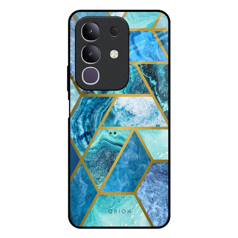 Turquoise Geometrical Marble Glossy Case for Vivo T4x 5G