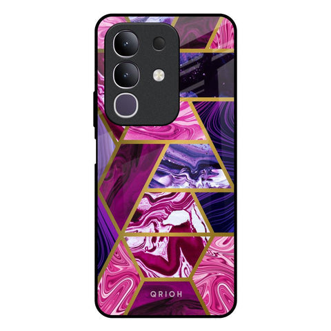 Electroplated Geometric Marble Glossy Case for Vivo T4x 5G