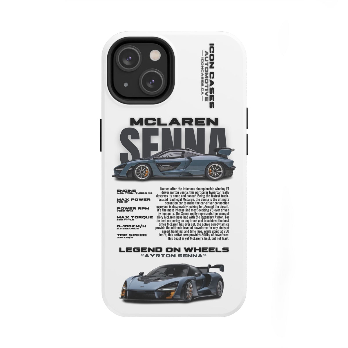 McLaren Senna White Premium Tough Shining Phone Case (Double Layer) Available For All iPhone Models