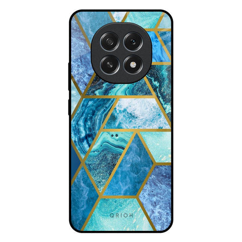 Turquoise Geometrical Marble Glossy Case for Oppo F29 5G