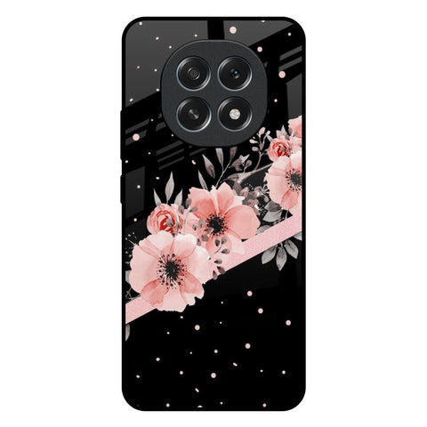 Floral Black Band Glossy Case For Oppo F29 Pro 5G