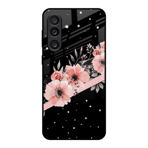 Floral Black Band Glossy Case For Samsung Galaxy M56 5G