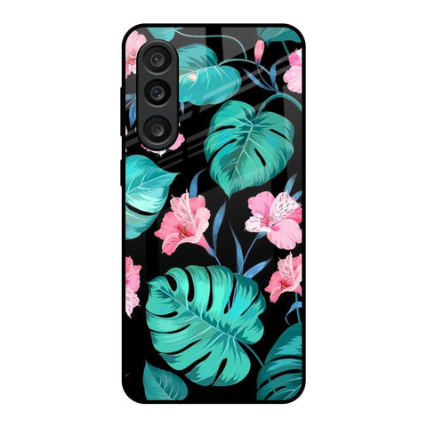 Tropical Leaves & Pink Flowers Glossy Case for Samsung Galaxy M56 5G